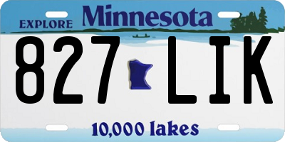 MN license plate 827LIK