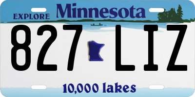 MN license plate 827LIZ