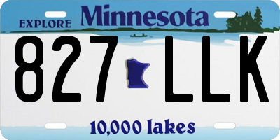 MN license plate 827LLK
