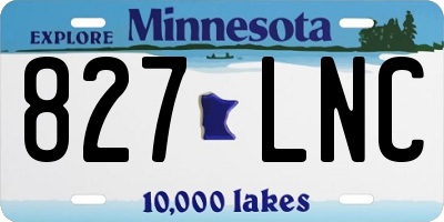 MN license plate 827LNC