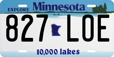 MN license plate 827LOE
