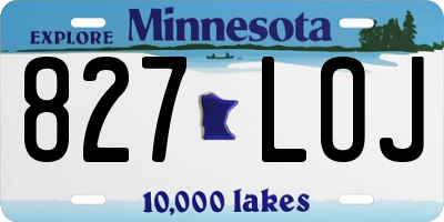 MN license plate 827LOJ