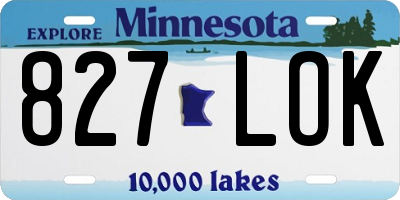 MN license plate 827LOK