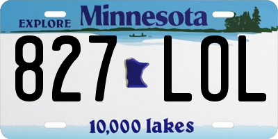 MN license plate 827LOL