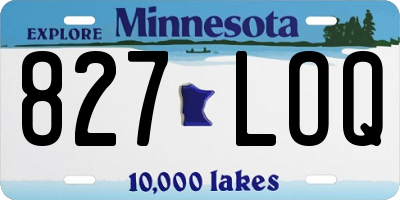MN license plate 827LOQ