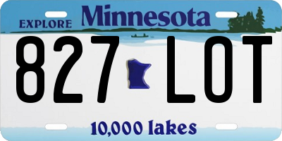 MN license plate 827LOT