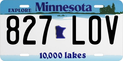 MN license plate 827LOV