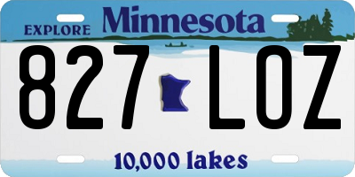 MN license plate 827LOZ