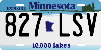 MN license plate 827LSV