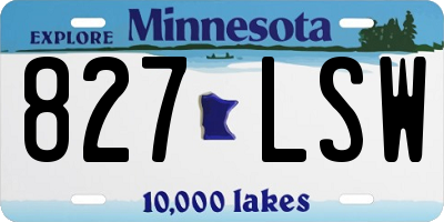 MN license plate 827LSW