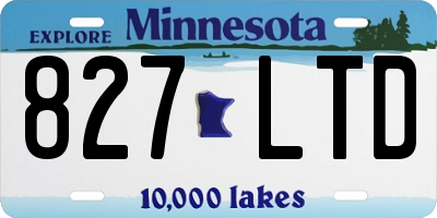 MN license plate 827LTD