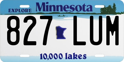 MN license plate 827LUM