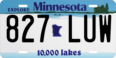 MN license plate 827LUW