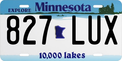 MN license plate 827LUX