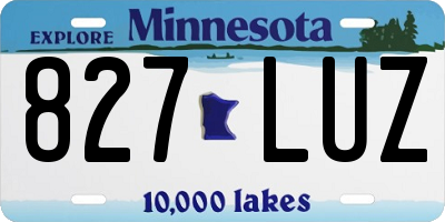 MN license plate 827LUZ