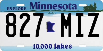 MN license plate 827MIZ