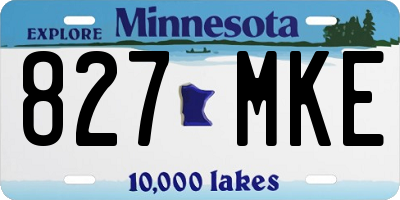 MN license plate 827MKE