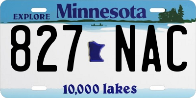 MN license plate 827NAC