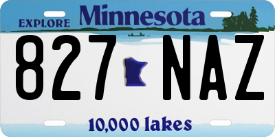 MN license plate 827NAZ