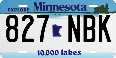 MN license plate 827NBK
