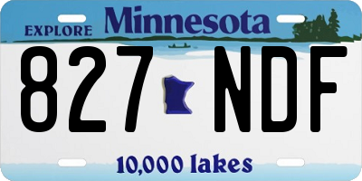 MN license plate 827NDF