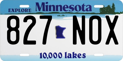 MN license plate 827NOX