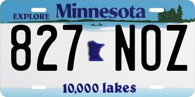 MN license plate 827NOZ