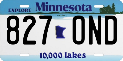 MN license plate 827OND
