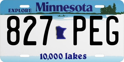 MN license plate 827PEG
