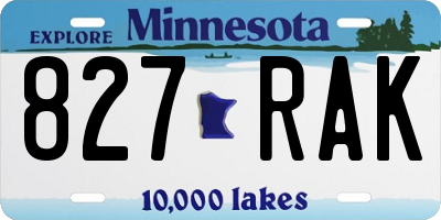 MN license plate 827RAK