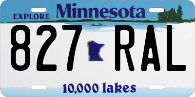 MN license plate 827RAL