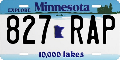 MN license plate 827RAP