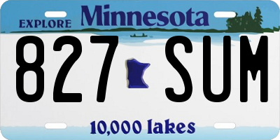 MN license plate 827SUM