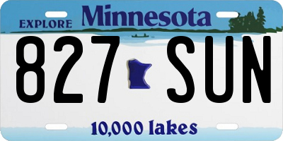 MN license plate 827SUN