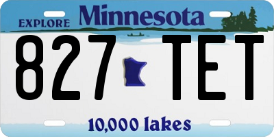 MN license plate 827TET