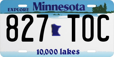 MN license plate 827TOC