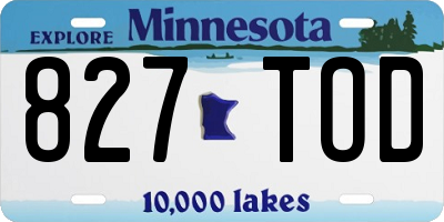 MN license plate 827TOD