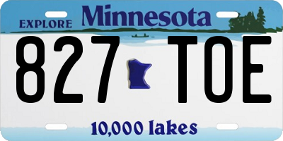 MN license plate 827TOE