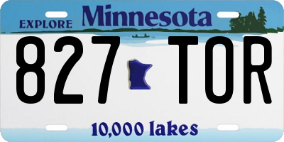 MN license plate 827TOR