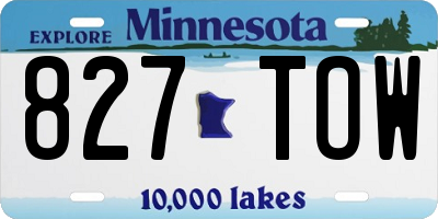 MN license plate 827TOW