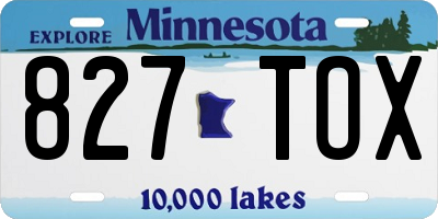 MN license plate 827TOX