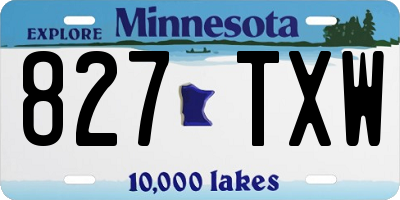 MN license plate 827TXW