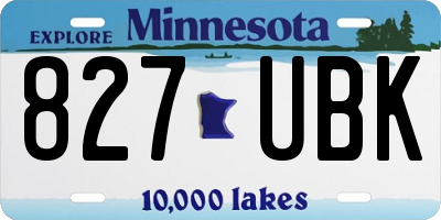 MN license plate 827UBK