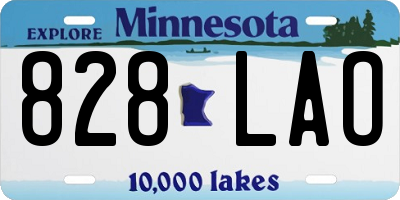 MN license plate 828LAO