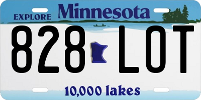 MN license plate 828LOT