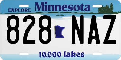 MN license plate 828NAZ
