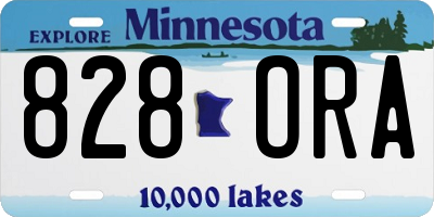 MN license plate 828ORA
