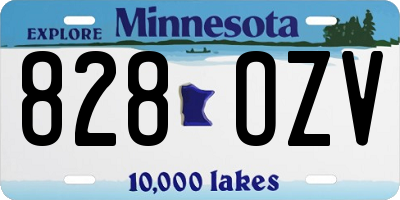 MN license plate 828OZV