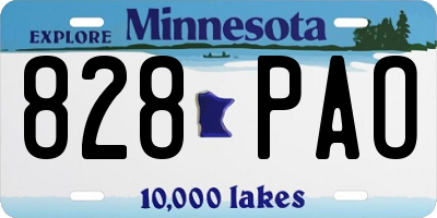 MN license plate 828PAO