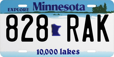 MN license plate 828RAK
